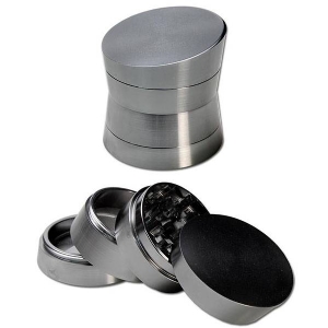 Colore: Argento The Khan Outdoor & Lifestyle Company Mulino per Erbe o spezie/Grinder/Tritabacco/Macina/Sbriciolatore in Lega di Alluminio 8231-4A-02 MOD 
