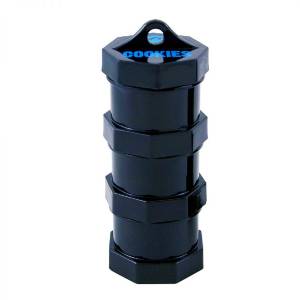 Cookies - Barattolo Nero con 3 scomparti per conservare