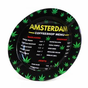 Posacenere Tondo in Metallo Menu Coffeeshop di Amsterdam