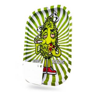Best Buds Pizza Vassoio per rollare in metallo Large + Grinder Card Magnetica