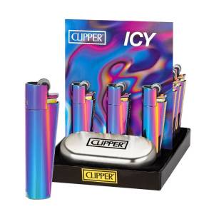 Clipper Accendini in Metallo Icy Rainbow Metal+ Giftbox (12pcs/display)