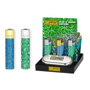 Clipper Accendini in Metallo Blue Green Pattern (12pezzi/display)