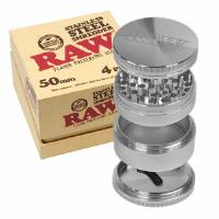 RAW - Grinder in acciaio inossidabile da 50–60 mm, 4 parti, con scatola regalo