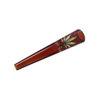 Black Leaf Glass Chillum red amber L 230mm